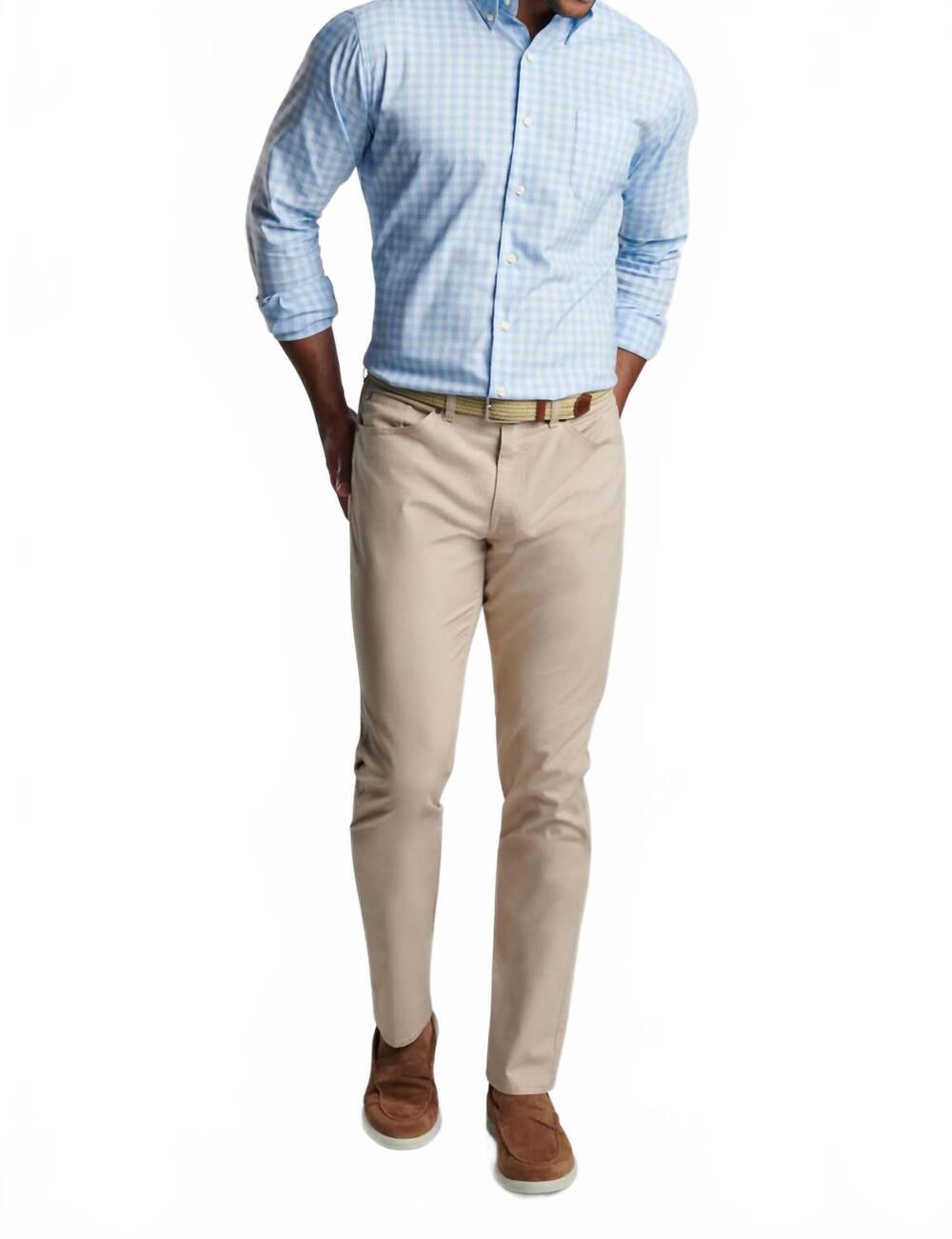 NEW PETER MILLAR bethel crown lite cotton stretch sport shirt in cottage blue
